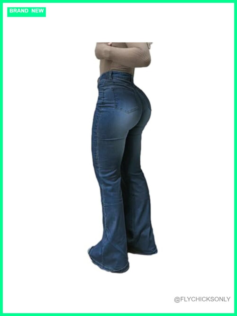High Waisted Flare Bell Bottom Stretch Denim Jeans Women